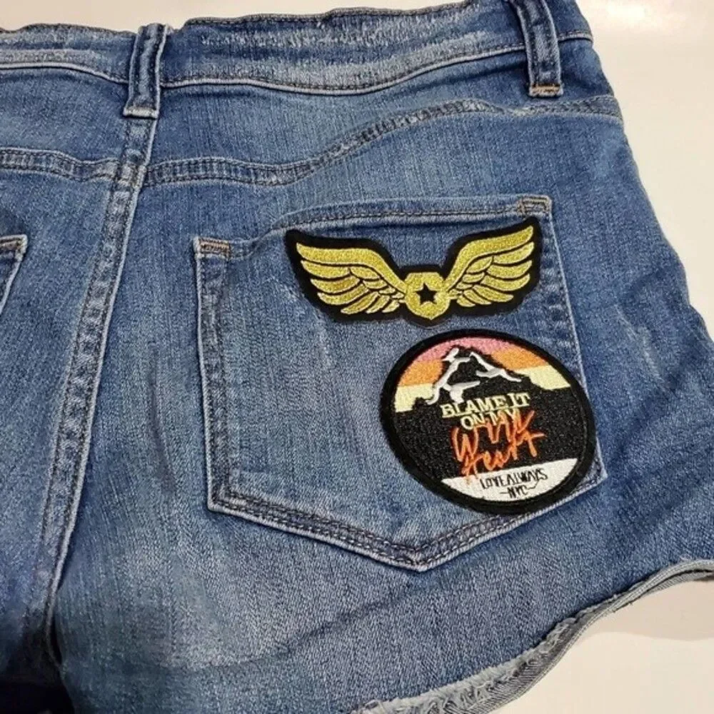 Express Jean Shorts Distressed Patches Size 4